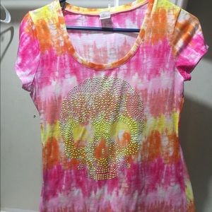 tie-dye kids skull t shirt